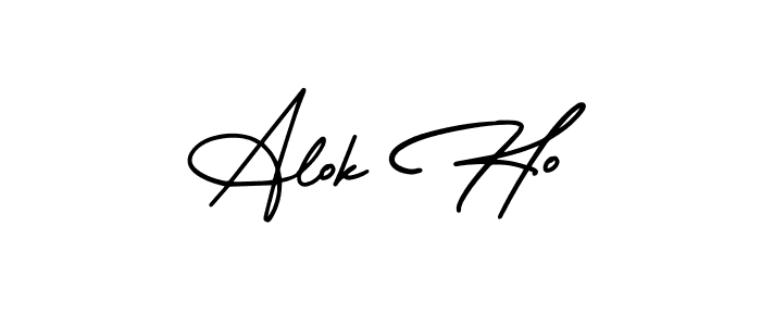 You should practise on your own different ways (AmerikaSignatureDemo-Regular) to write your name (Alok Ho) in signature. don't let someone else do it for you. Alok Ho signature style 3 images and pictures png