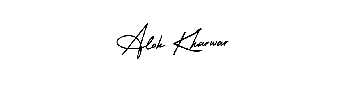 This is the best signature style for the Alok Kharwar name. Also you like these signature font (AmerikaSignatureDemo-Regular). Mix name signature. Alok Kharwar signature style 3 images and pictures png