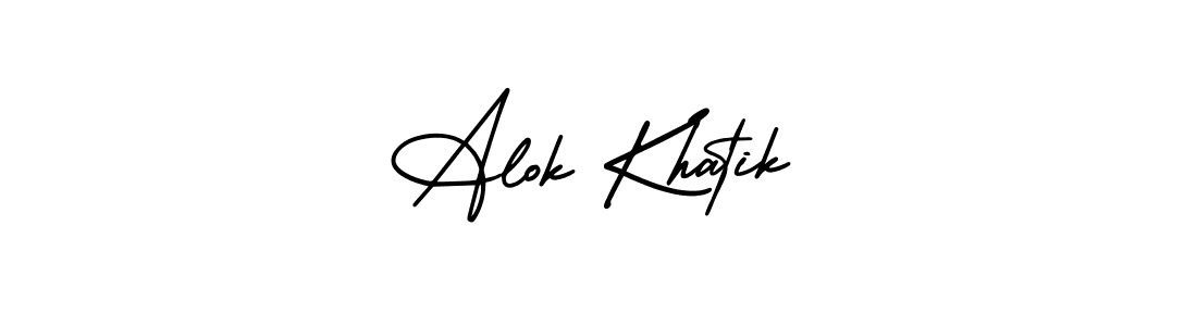 This is the best signature style for the Alok Khatik name. Also you like these signature font (AmerikaSignatureDemo-Regular). Mix name signature. Alok Khatik signature style 3 images and pictures png