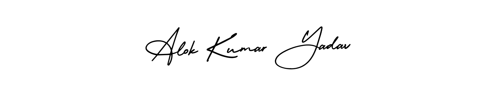 You should practise on your own different ways (AmerikaSignatureDemo-Regular) to write your name (Alok Kumar Yadav) in signature. don't let someone else do it for you. Alok Kumar Yadav signature style 3 images and pictures png