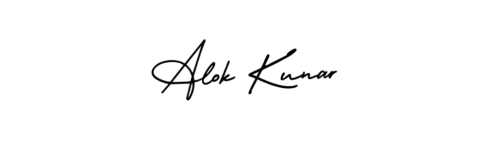 This is the best signature style for the Alok Kunar name. Also you like these signature font (AmerikaSignatureDemo-Regular). Mix name signature. Alok Kunar signature style 3 images and pictures png