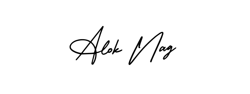 The best way (AmerikaSignatureDemo-Regular) to make a short signature is to pick only two or three words in your name. The name Alok Nag include a total of six letters. For converting this name. Alok Nag signature style 3 images and pictures png