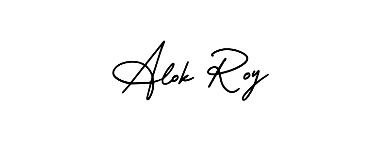You should practise on your own different ways (AmerikaSignatureDemo-Regular) to write your name (Alok Roy) in signature. don't let someone else do it for you. Alok Roy signature style 3 images and pictures png