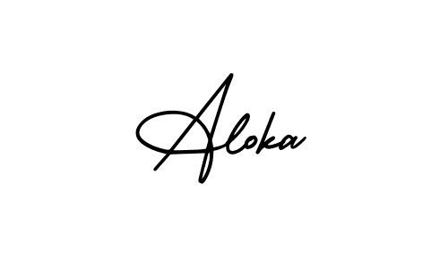 Aloka stylish signature style. Best Handwritten Sign (AmerikaSignatureDemo-Regular) for my name. Handwritten Signature Collection Ideas for my name Aloka. Aloka signature style 3 images and pictures png