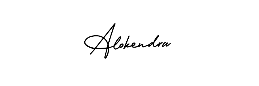 You should practise on your own different ways (AmerikaSignatureDemo-Regular) to write your name (Alokendra) in signature. don't let someone else do it for you. Alokendra signature style 3 images and pictures png