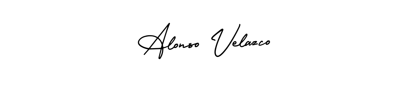 How to make Alonso Velazco name signature. Use AmerikaSignatureDemo-Regular style for creating short signs online. This is the latest handwritten sign. Alonso Velazco signature style 3 images and pictures png