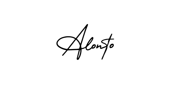 How to make Alonto name signature. Use AmerikaSignatureDemo-Regular style for creating short signs online. This is the latest handwritten sign. Alonto signature style 3 images and pictures png
