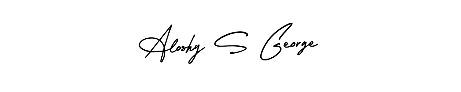 How to make Aloshy S George name signature. Use AmerikaSignatureDemo-Regular style for creating short signs online. This is the latest handwritten sign. Aloshy S George signature style 3 images and pictures png