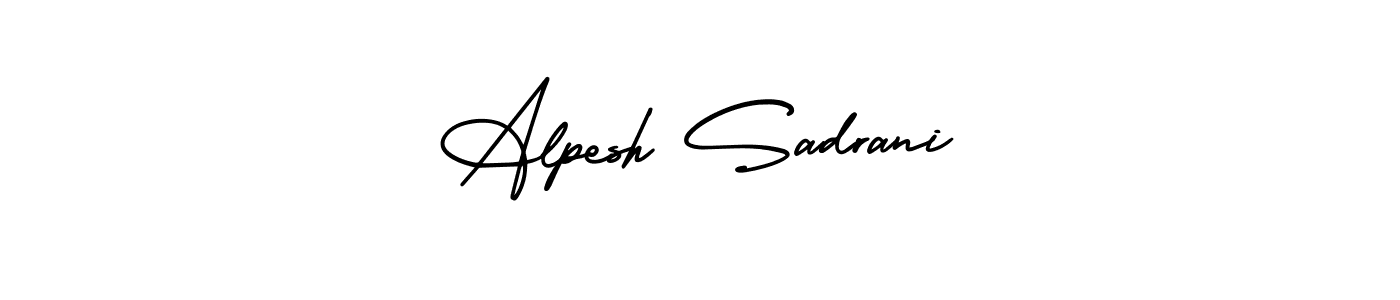The best way (AmerikaSignatureDemo-Regular) to make a short signature is to pick only two or three words in your name. The name Alpesh Sadrani include a total of six letters. For converting this name. Alpesh Sadrani signature style 3 images and pictures png