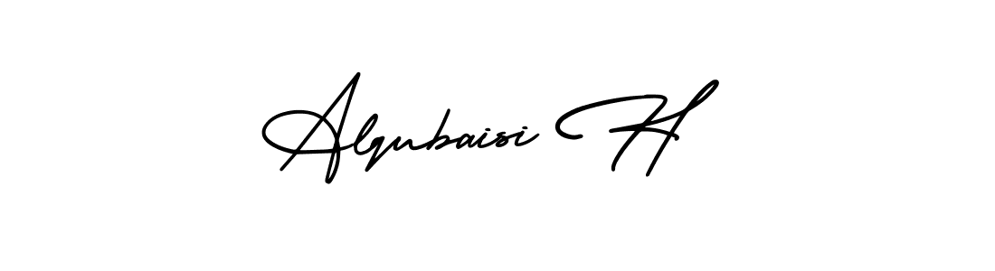 You should practise on your own different ways (AmerikaSignatureDemo-Regular) to write your name (Alqubaisi H) in signature. don't let someone else do it for you. Alqubaisi H signature style 3 images and pictures png