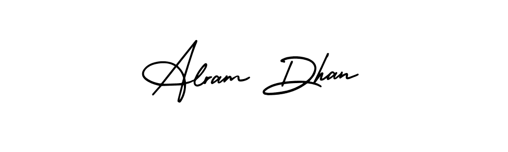 The best way (AmerikaSignatureDemo-Regular) to make a short signature is to pick only two or three words in your name. The name Alram Dhan include a total of six letters. For converting this name. Alram Dhan signature style 3 images and pictures png