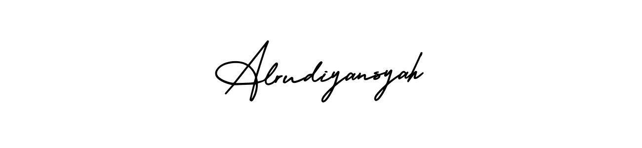 How to make Alrudiyansyah name signature. Use AmerikaSignatureDemo-Regular style for creating short signs online. This is the latest handwritten sign. Alrudiyansyah signature style 3 images and pictures png
