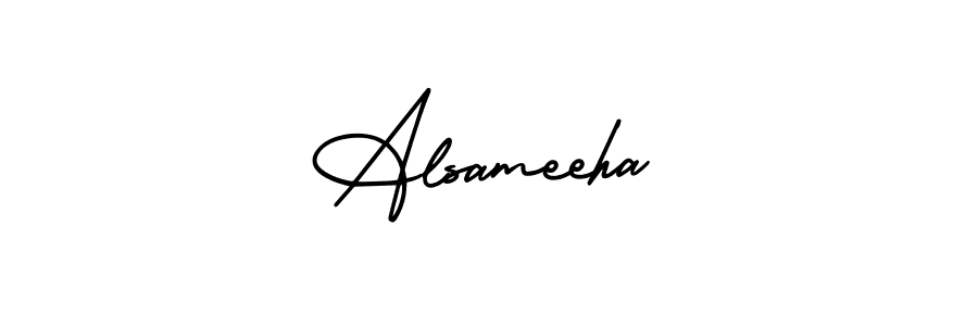 The best way (AmerikaSignatureDemo-Regular) to make a short signature is to pick only two or three words in your name. The name Alsameeha include a total of six letters. For converting this name. Alsameeha signature style 3 images and pictures png