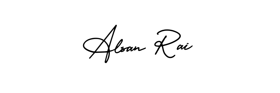 This is the best signature style for the Alsan Rai name. Also you like these signature font (AmerikaSignatureDemo-Regular). Mix name signature. Alsan Rai signature style 3 images and pictures png