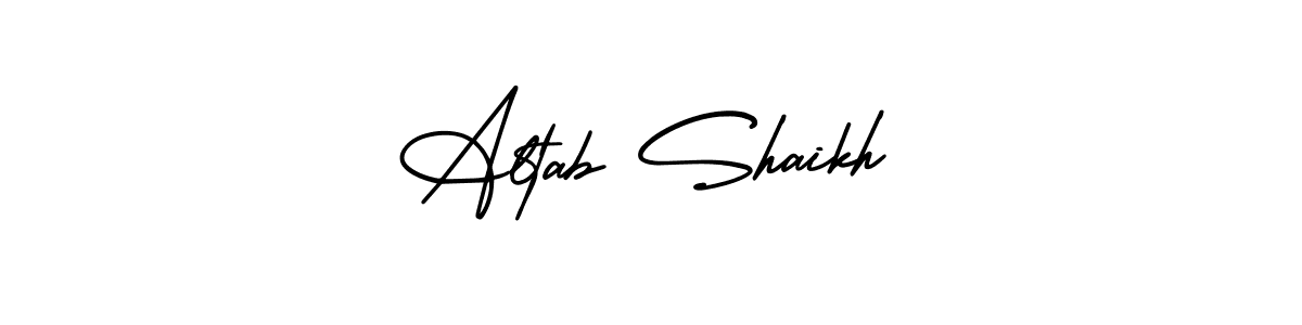 You should practise on your own different ways (AmerikaSignatureDemo-Regular) to write your name (Altab Shaikh) in signature. don't let someone else do it for you. Altab Shaikh signature style 3 images and pictures png