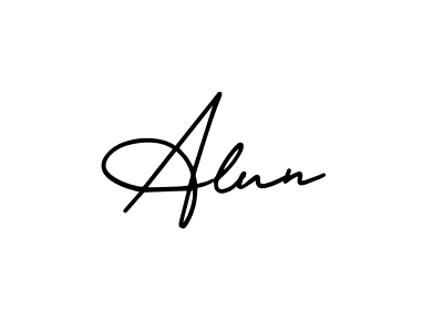 This is the best signature style for the Alun name. Also you like these signature font (AmerikaSignatureDemo-Regular). Mix name signature. Alun signature style 3 images and pictures png