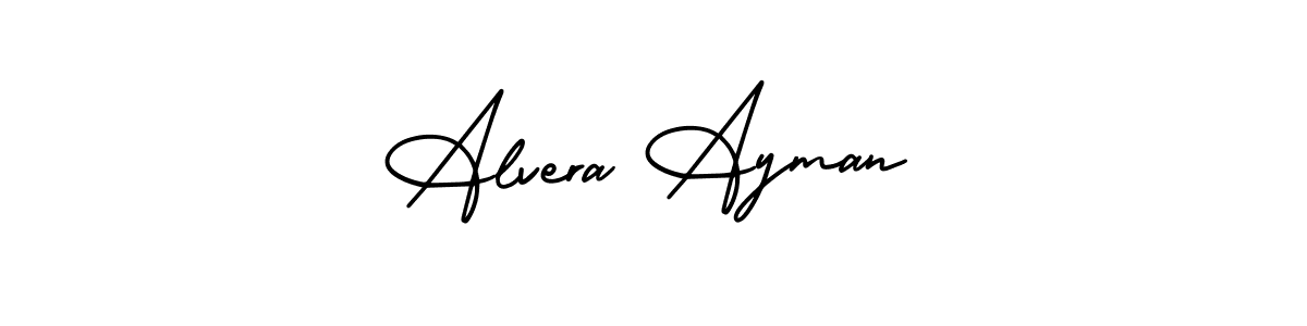 This is the best signature style for the Alvera Ayman name. Also you like these signature font (AmerikaSignatureDemo-Regular). Mix name signature. Alvera Ayman signature style 3 images and pictures png