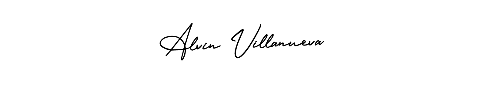 How to make Alvin Villanueva name signature. Use AmerikaSignatureDemo-Regular style for creating short signs online. This is the latest handwritten sign. Alvin Villanueva signature style 3 images and pictures png