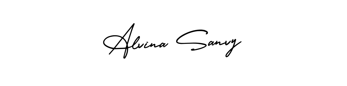 This is the best signature style for the Alvina Sanvy name. Also you like these signature font (AmerikaSignatureDemo-Regular). Mix name signature. Alvina Sanvy signature style 3 images and pictures png