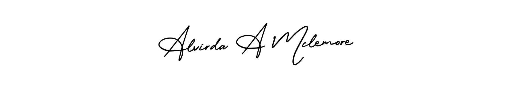 Alvirda A Mclemore stylish signature style. Best Handwritten Sign (AmerikaSignatureDemo-Regular) for my name. Handwritten Signature Collection Ideas for my name Alvirda A Mclemore. Alvirda A Mclemore signature style 3 images and pictures png