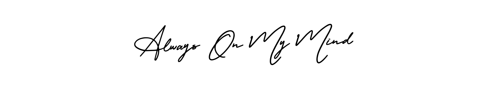 You should practise on your own different ways (AmerikaSignatureDemo-Regular) to write your name (Always On My Mind) in signature. don't let someone else do it for you. Always On My Mind signature style 3 images and pictures png