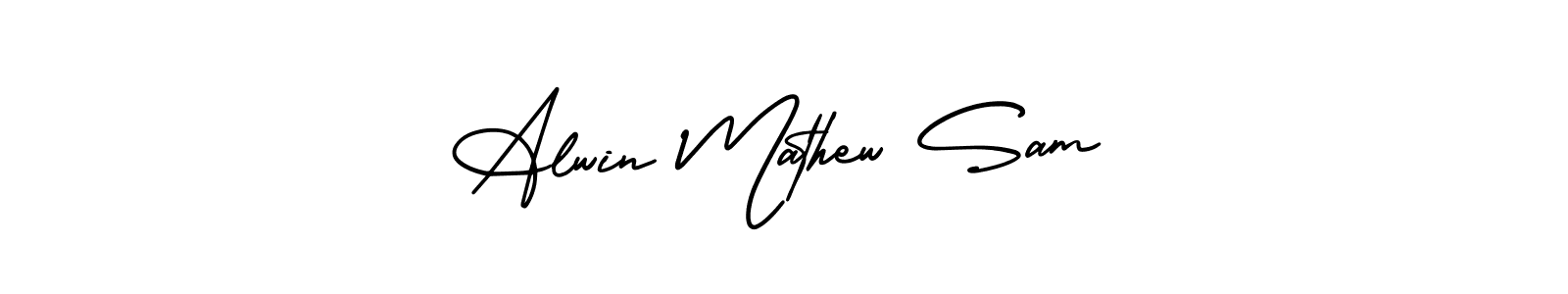 Also You can easily find your signature by using the search form. We will create Alwin Mathew Sam name handwritten signature images for you free of cost using AmerikaSignatureDemo-Regular sign style. Alwin Mathew Sam signature style 3 images and pictures png