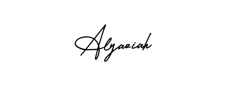The best way (AmerikaSignatureDemo-Regular) to make a short signature is to pick only two or three words in your name. The name Alyaziah include a total of six letters. For converting this name. Alyaziah signature style 3 images and pictures png