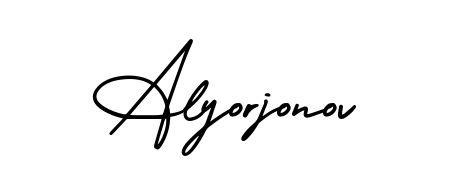 Personalize your online presence with Alyorjonov signature rendered in elegant AmerikaSignatureDemo-Regular font. Great for website footers and blogs. Alyorjonov signature style 3 images and pictures png