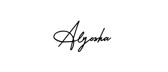 if you are searching for the best signature style for your name Alyosha. so please give up your signature search. here we have designed multiple signature styles  using AmerikaSignatureDemo-Regular. Alyosha signature style 3 images and pictures png