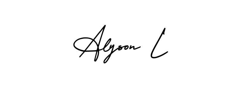It looks lik you need a new signature style for name Alyson L. Design unique handwritten (AmerikaSignatureDemo-Regular) signature with our free signature maker in just a few clicks. Alyson L signature style 3 images and pictures png