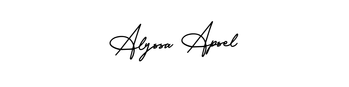 Make a short Alyssa Apsel signature style. Manage your documents anywhere anytime using AmerikaSignatureDemo-Regular. Create and add eSignatures, submit forms, share and send files easily. Alyssa Apsel signature style 3 images and pictures png