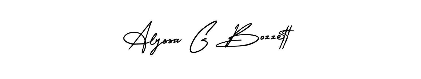 if you are searching for the best signature style for your name Alyssa G Bozzett. so please give up your signature search. here we have designed multiple signature styles  using AmerikaSignatureDemo-Regular. Alyssa G Bozzett signature style 3 images and pictures png