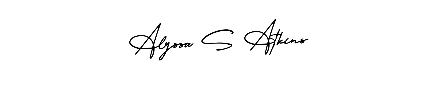 The best way (AmerikaSignatureDemo-Regular) to make a short signature is to pick only two or three words in your name. The name Alyssa S Atkins include a total of six letters. For converting this name. Alyssa S Atkins signature style 3 images and pictures png