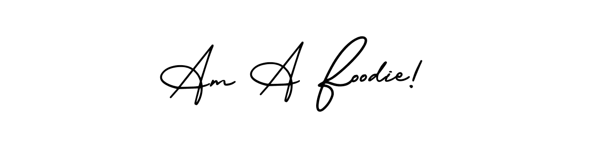 This is the best signature style for the Am A Foodie! name. Also you like these signature font (AmerikaSignatureDemo-Regular). Mix name signature. Am A Foodie! signature style 3 images and pictures png