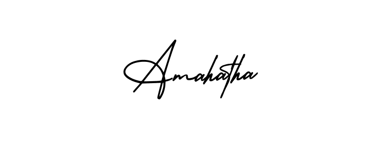 How to make Amahatha name signature. Use AmerikaSignatureDemo-Regular style for creating short signs online. This is the latest handwritten sign. Amahatha signature style 3 images and pictures png