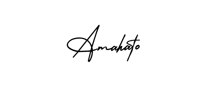 How to make Amahato name signature. Use AmerikaSignatureDemo-Regular style for creating short signs online. This is the latest handwritten sign. Amahato signature style 3 images and pictures png