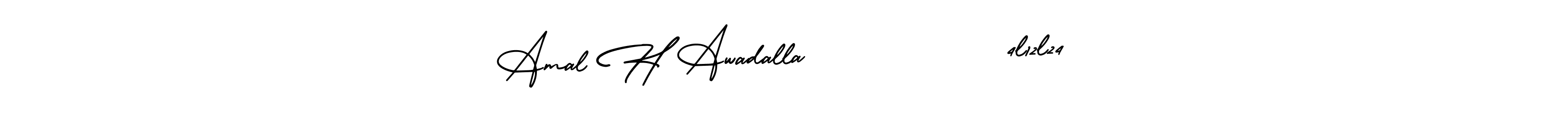 The best way (AmerikaSignatureDemo-Regular) to make a short signature is to pick only two or three words in your name. The name Amal H Awadalla            4l12l24 include a total of six letters. For converting this name. Amal H Awadalla            4l12l24 signature style 3 images and pictures png