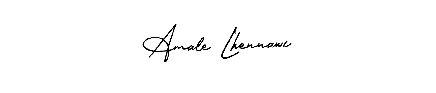 The best way (AmerikaSignatureDemo-Regular) to make a short signature is to pick only two or three words in your name. The name Amale Lhennawi include a total of six letters. For converting this name. Amale Lhennawi signature style 3 images and pictures png