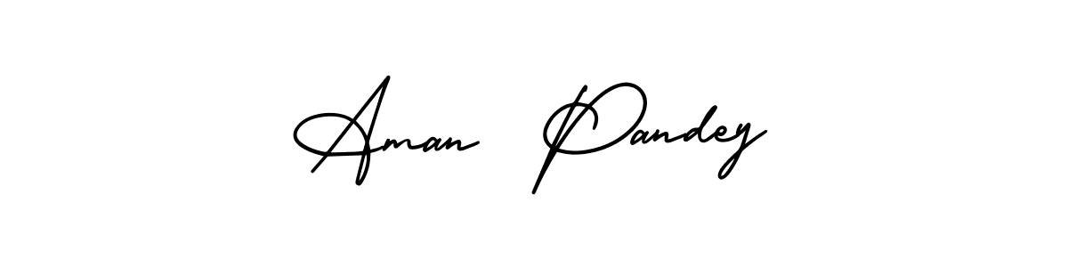 The best way (AmerikaSignatureDemo-Regular) to make a short signature is to pick only two or three words in your name. The name Aman  Pandey include a total of six letters. For converting this name. Aman  Pandey signature style 3 images and pictures png