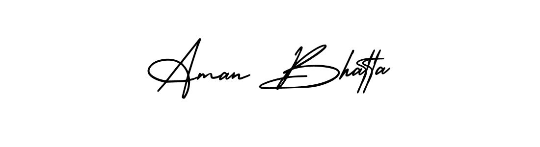 The best way (AmerikaSignatureDemo-Regular) to make a short signature is to pick only two or three words in your name. The name Aman Bhatta include a total of six letters. For converting this name. Aman Bhatta signature style 3 images and pictures png