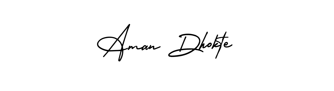 The best way (AmerikaSignatureDemo-Regular) to make a short signature is to pick only two or three words in your name. The name Aman Dhokte include a total of six letters. For converting this name. Aman Dhokte signature style 3 images and pictures png