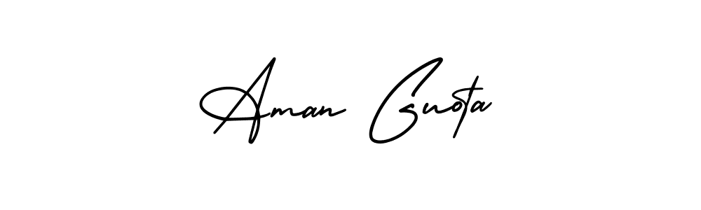 The best way (AmerikaSignatureDemo-Regular) to make a short signature is to pick only two or three words in your name. The name Aman Guota include a total of six letters. For converting this name. Aman Guota signature style 3 images and pictures png
