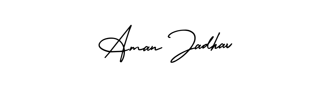 Use a signature maker to create a handwritten signature online. With this signature software, you can design (AmerikaSignatureDemo-Regular) your own signature for name Aman Jadhav. Aman Jadhav signature style 3 images and pictures png