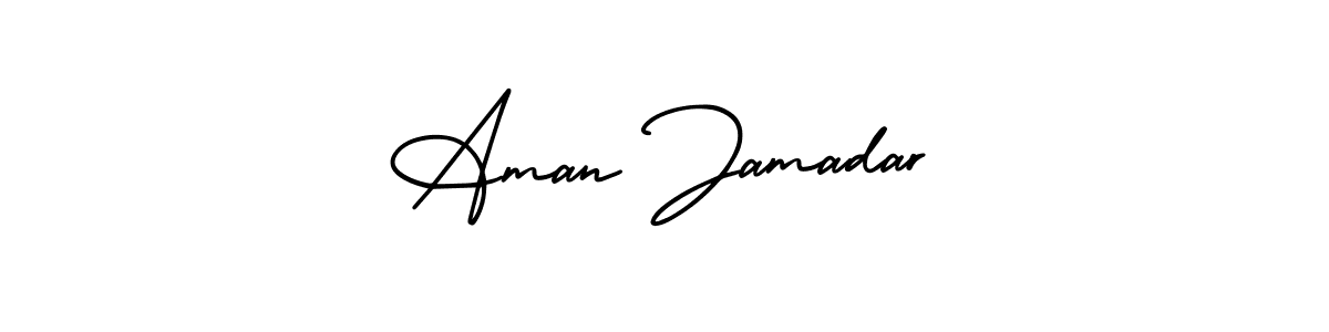 You should practise on your own different ways (AmerikaSignatureDemo-Regular) to write your name (Aman Jamadar) in signature. don't let someone else do it for you. Aman Jamadar signature style 3 images and pictures png