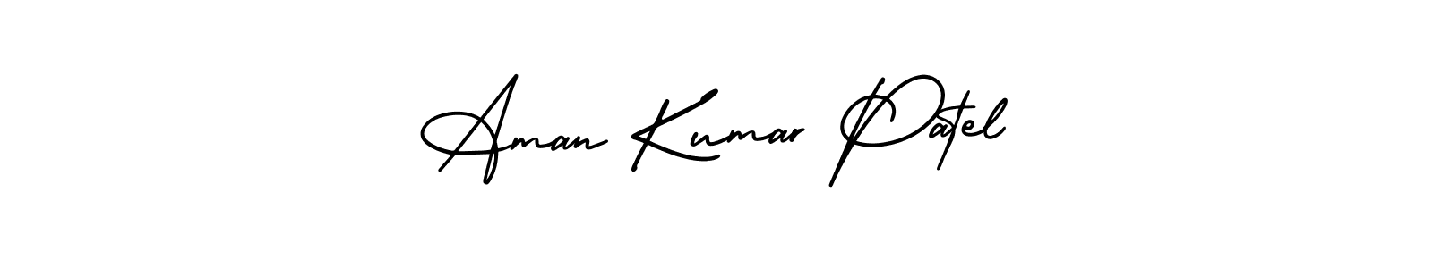You should practise on your own different ways (AmerikaSignatureDemo-Regular) to write your name (Aman Kumar Patel) in signature. don't let someone else do it for you. Aman Kumar Patel signature style 3 images and pictures png