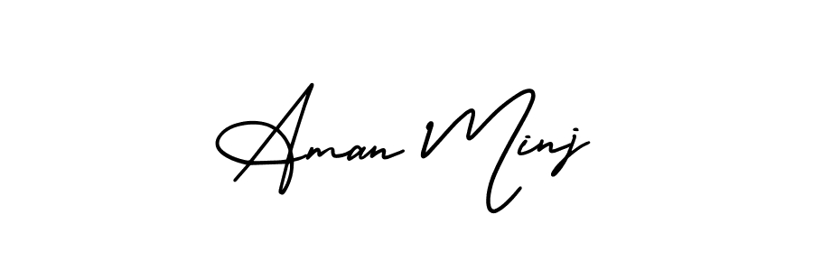Also You can easily find your signature by using the search form. We will create Aman Minj name handwritten signature images for you free of cost using AmerikaSignatureDemo-Regular sign style. Aman Minj signature style 3 images and pictures png