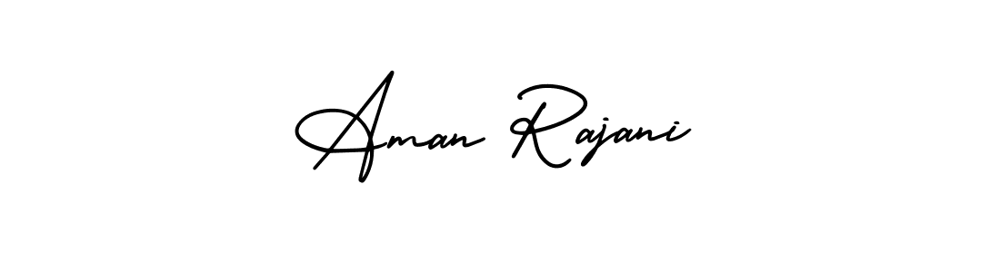 You should practise on your own different ways (AmerikaSignatureDemo-Regular) to write your name (Aman Rajani) in signature. don't let someone else do it for you. Aman Rajani signature style 3 images and pictures png