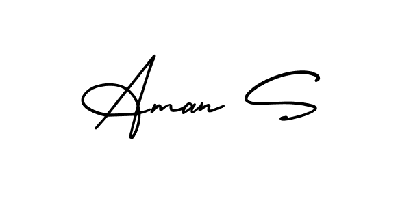 Use a signature maker to create a handwritten signature online. With this signature software, you can design (AmerikaSignatureDemo-Regular) your own signature for name Aman S. Aman S signature style 3 images and pictures png