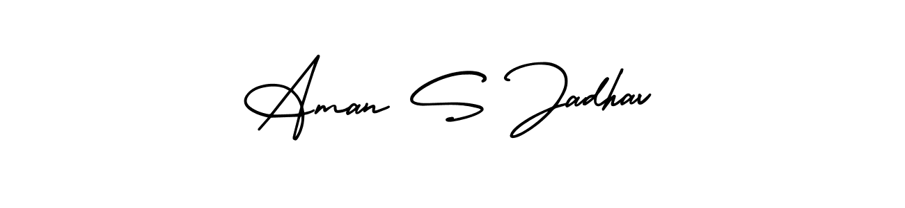 The best way (AmerikaSignatureDemo-Regular) to make a short signature is to pick only two or three words in your name. The name Aman S Jadhav include a total of six letters. For converting this name. Aman S Jadhav signature style 3 images and pictures png