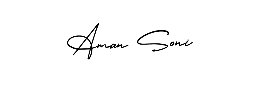 The best way (AmerikaSignatureDemo-Regular) to make a short signature is to pick only two or three words in your name. The name Aman Soni include a total of six letters. For converting this name. Aman Soni signature style 3 images and pictures png